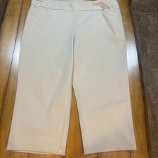 Croft Barrow Plus Sz 16WThe Effortless Stretch Capri Cropped Pants Beige Pull On