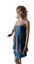 Damen Trägerkleid kurz Sommer Blau Mehrfarbi...