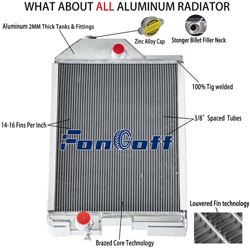 4 Row Aluminum Tractor Radiator For John Deere 4430 AR61878 AR61879 ...