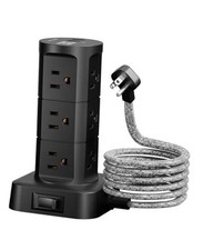 Surge Protector Power Strip Tower, Flat Plug, 6Ft Extension Cord with Multiple