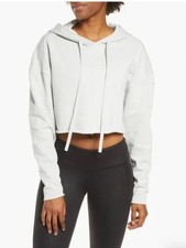 NWT ALO Yoga Washed Edge Hoodie in Chalk like Gray Cropped Boxy Large