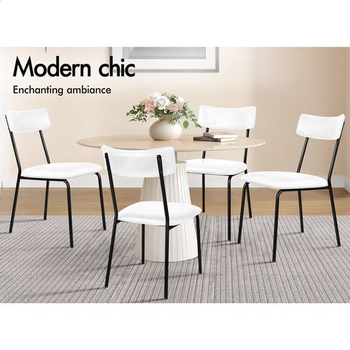 ALFORDSON 2x Dining Chairs Accent Kitchen Lounge Curved Back PU Leather White - Picture 3 of 10