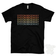 SYSTON RIDGEWAY REPEATED RETRO STYLE T-SHIRT mens & womens uk place name gift