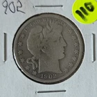 Barber Half Dollar 1902 50C 90% Silver 10% Copper US Coin Circulated Uncertified