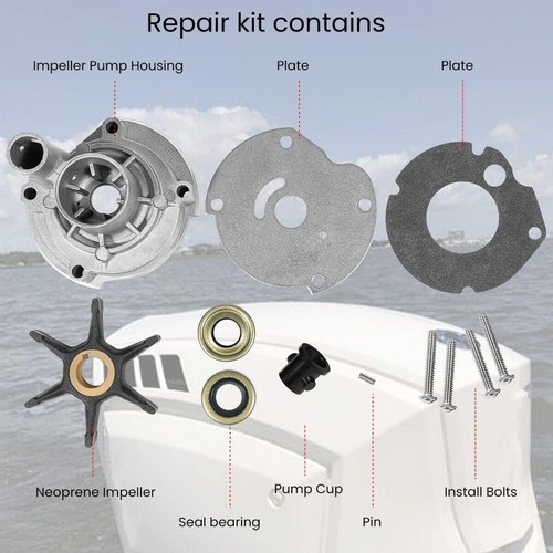 382296 Outboard Water Pump Impeller Rebuild Kit for Evinrude Johnson 9.5hp 10hp - Picture 9 of 11