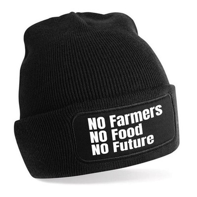 Beanie Mütze mit Spruch NO FARMERS NO FOOD NO FUTURE   Strickmütze Geschenkidee
