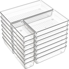 21 Pack Large Clear Plastic Drawer Organizer Trays  BPA-Free Acrylic