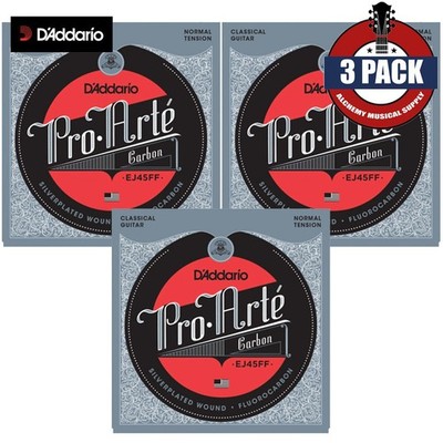 3-PACK D'Addario EJ45FF Carbon Classical Guitar Strings Normal Tension