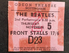 BEATLES CONCERT TICKET STUB 5 NOV 1964 '4 ACES' UK TOUR NOTTINGHAM ODEON THEATRE