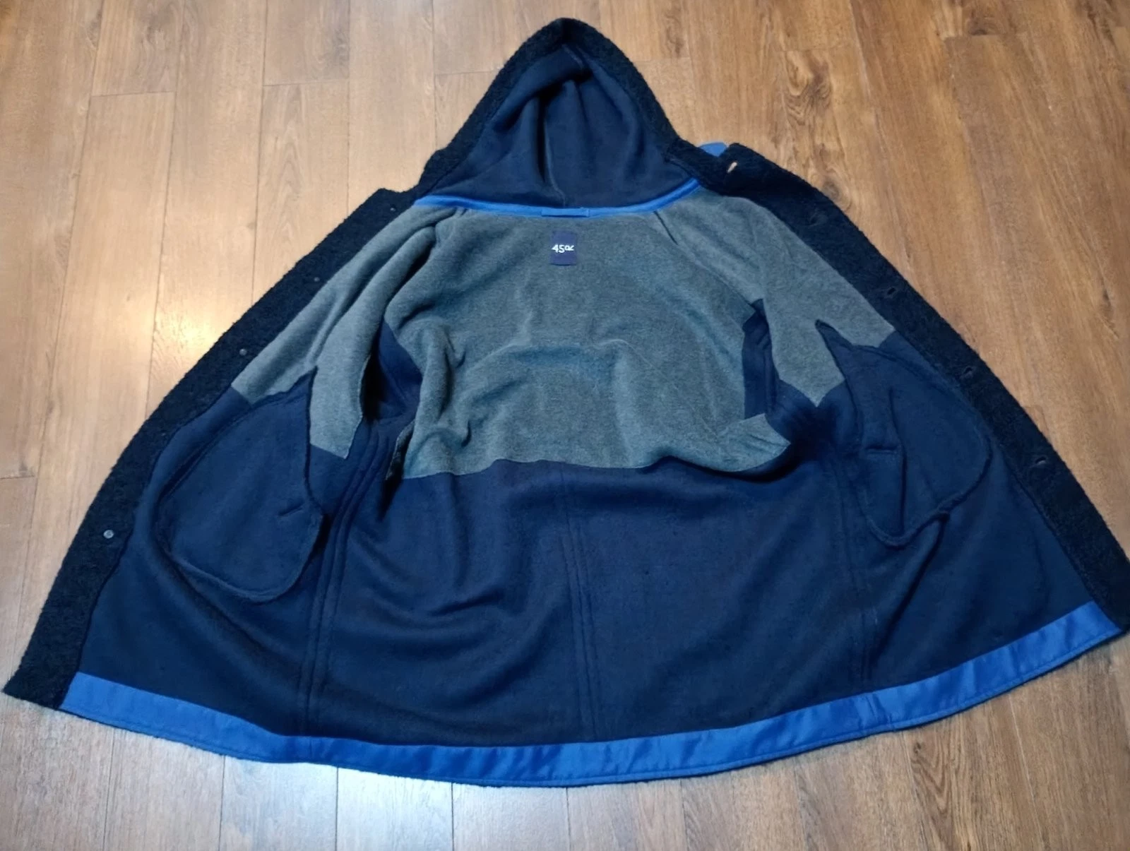 45R by 45RPM BOA FLEECE HOODED COTTON & WOOL NAVY BLUE COAT #7112065 - SIZE 1 image 7