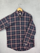 Brooks Brothers Shirt Mens Medium Blue Plaid Madison Non Iron Long Sleeve Cotton
