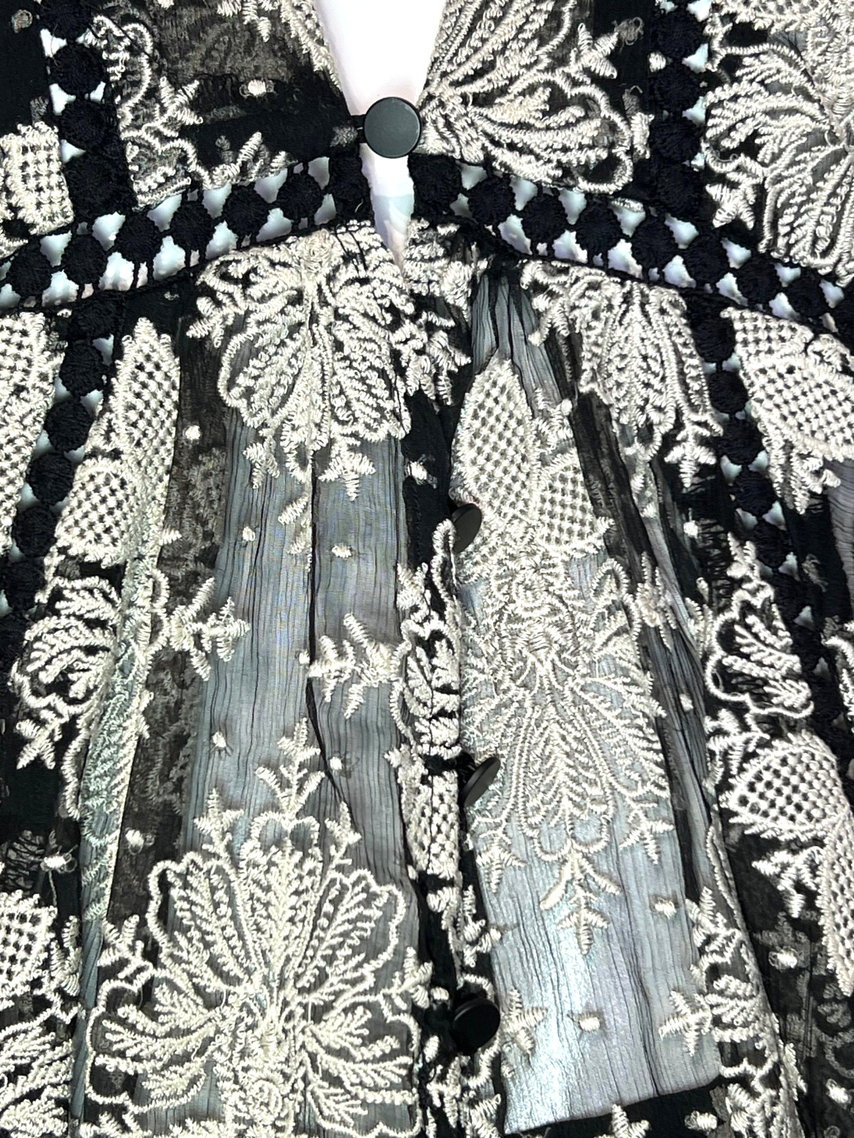 Zimmerman Embroidered  Sheer BLACK Silk & Cotton Lace Blouse Size 6 , NWOT image 3