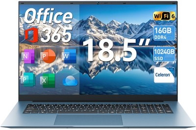 2026 SGIN 18,5'' FHD Laptop Intel Celeron N5095 16GB RAM 1TB SSD Windows 11 PRO