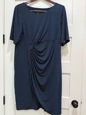 20W Navy Blue and White Dots Side Tie Dress by Connected