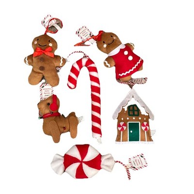 Target Bullseye Playground Christmas Gingerbread man Candy Cane Ornaments Set/6