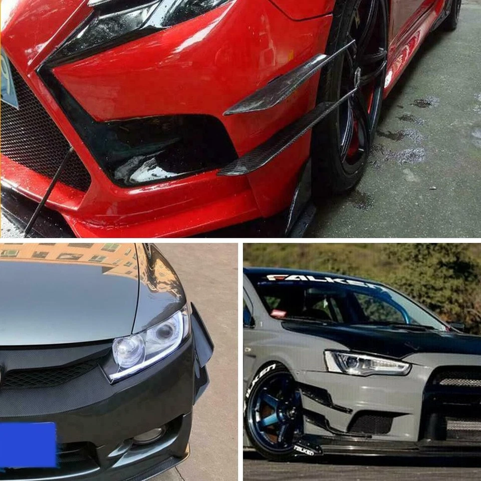 Glossy Sport Car Bumper Fin Canard Splitter Diffuser Valence Spoiler Lip Black Foto 3 de 4