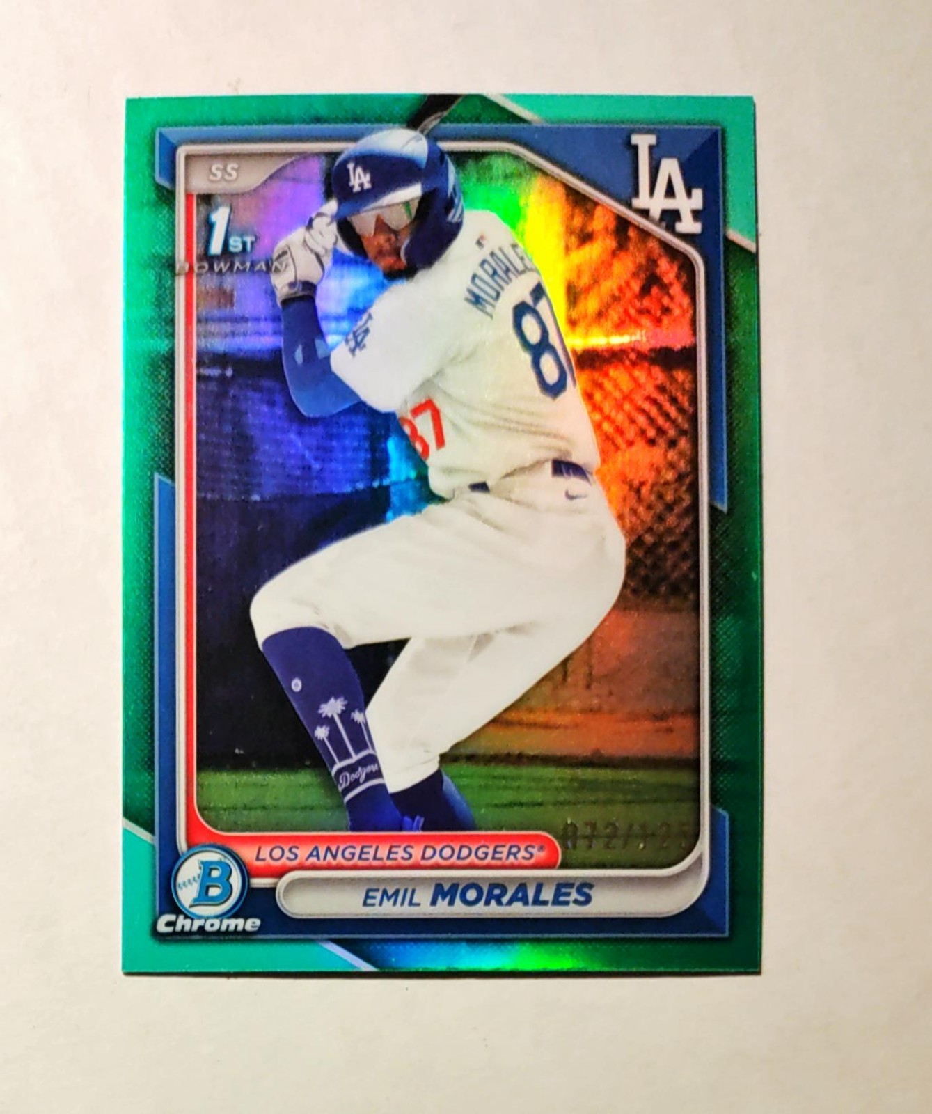 Emil Morales 2024 1st Bowman Chrome AQUA REFRACTOR 072/125 Dodgers #BCP-221 R6