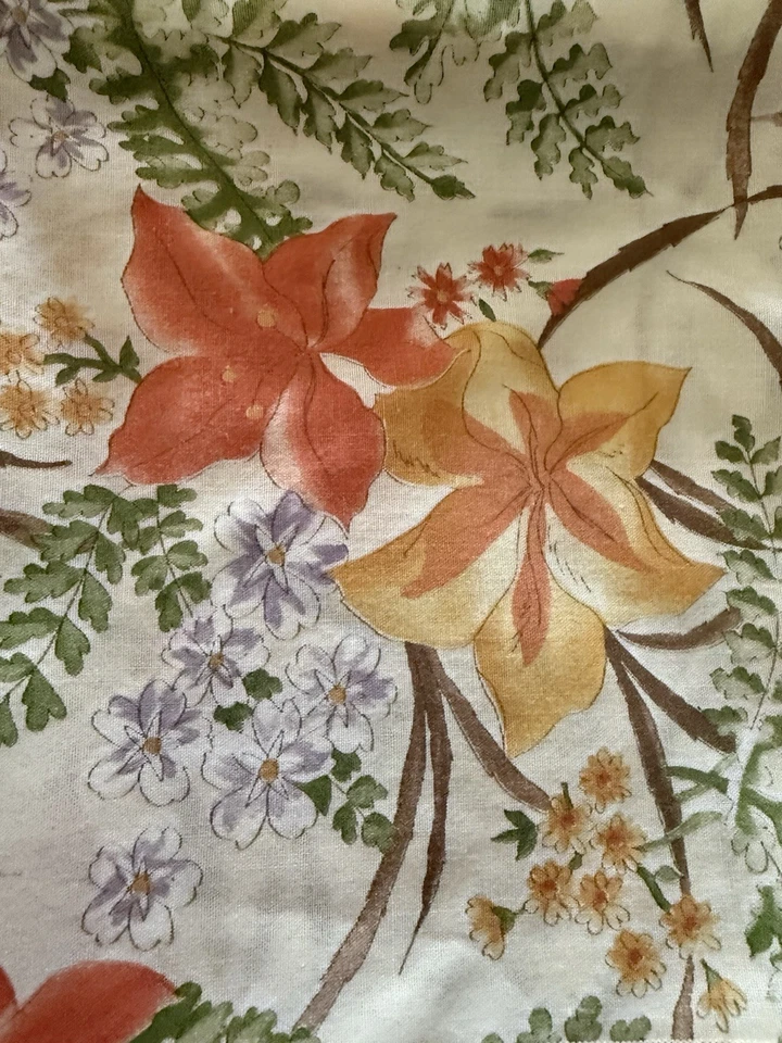 "Juego de 5 servilletas de tela floral naranja/amarillo flores 16"" cuadradas S6" Foto 4 de 4