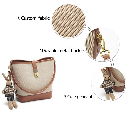 Small Fabric Bucket Top-handle Crossbody Bag for Women Satchel Trendy Handbag... - Bild 6 von 7