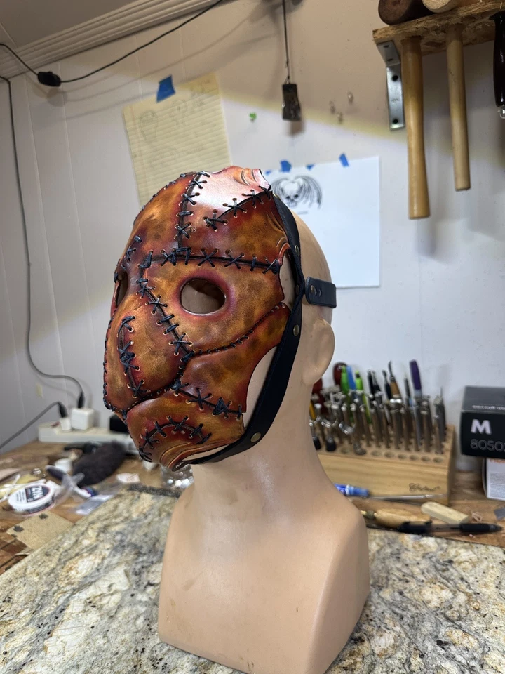 Máscara de piel desollada de Halloween/horror hecha a mano de cuero genuino  Foto 2 de 4