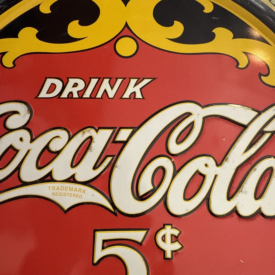 Metal Flat Coca- Cola Sign, 12” Round, Yellow, Black, Red & White - Image 4 of 4