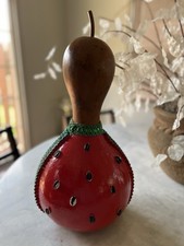 Hand Painted Watermelon Gourd Shaker Rattle Folk Art Percussion Instrument 20&rdquo;