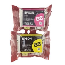 2 Epson 88 Ink Cartridges: Magenta TO883 Yellow TO884