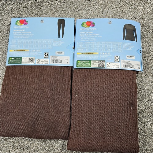 Fruit of the Loom Women's XXL/2XG 20 Waffle Thermal Set Brown Shirt & Pants Soft - Picture 4 of 7