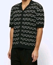 Cardigan polo uomo Zara medio con bottoni maglia aperta testurizzata manica corta nonno