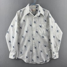 Vintage Sears Kings Road Shirt Mens Large 70s Polyester Dagger Collar Disco