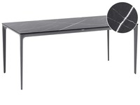 Gartentisch Hpl Marmor Optik Schwarz Rechteckig 180X90 Cm Mit Metallgestell Dunk