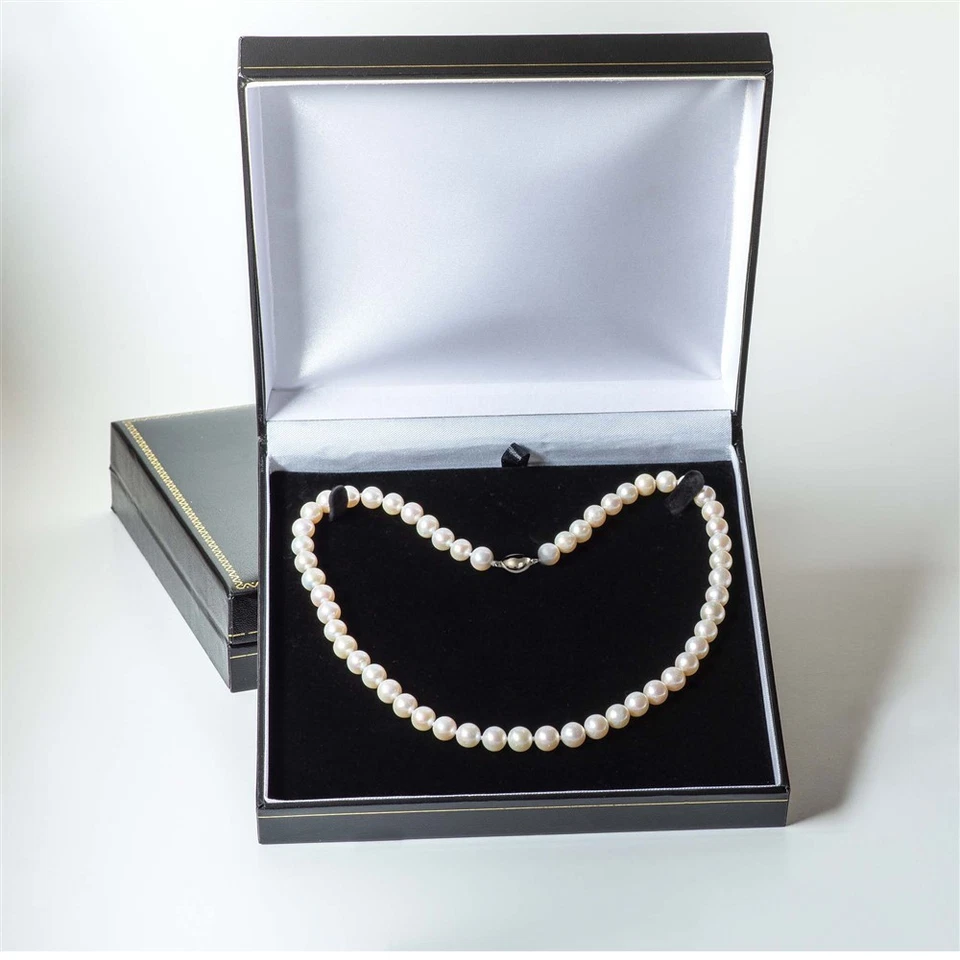 Long 20 Inch Genuine ROUND 9-10mm White Pearl Necklace Cultured Freshwater - Image 4 of 4