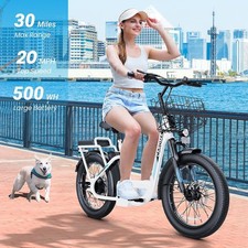 Foldable Adult Electric Scooter 20" Fat Tire E-Scooter with Seat Basket