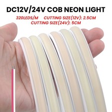 COB Neon LED Strip Light 12V 24V High Density Flexible Rope Liner Lighting IP67