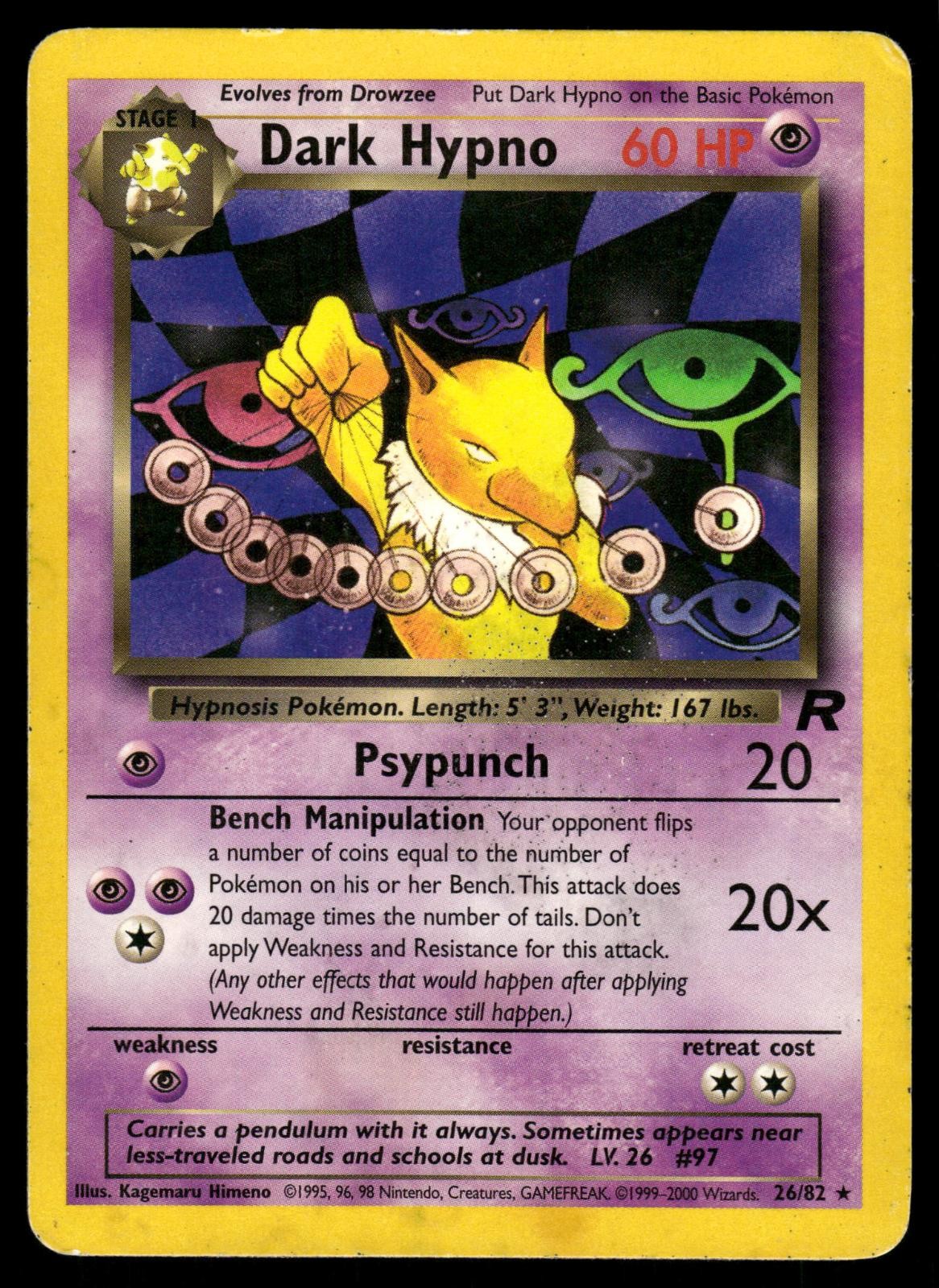 Dark Hypno 26/82 Unlimited Rare Team Rocket Pokemon MP