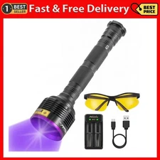 ALONEFIRE SV44 20W 365nm UV Flashlight USB Rechargeable Ultraviolet Black Lig...