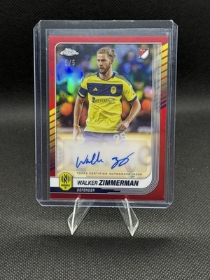 2025 Topps Chrome MLS Walker Zimmerman Red Refractor Auto Nashville SC 5/5