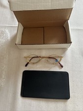 Vintage 90s Readers Eyeglasses 1.50 Gold Metal Flip Lens Small Oval Cheaters