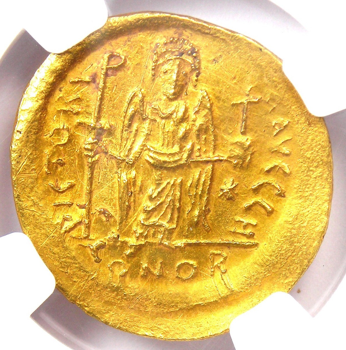 Justinian I Gold AV Solidus Byzantine Coin 527-565 AD - Certified