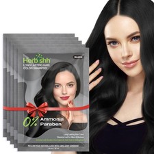 Herbishh Black Shampoo for Gray Hair, Hair Dye 1 Ounce Pack of 1 ,