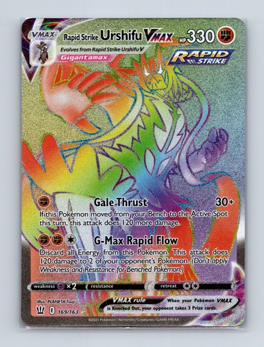 2021 Pokemon Rapid Strike Urshifu VMAX (Secret) SWSH05: Battle Styles 169/163 NM
