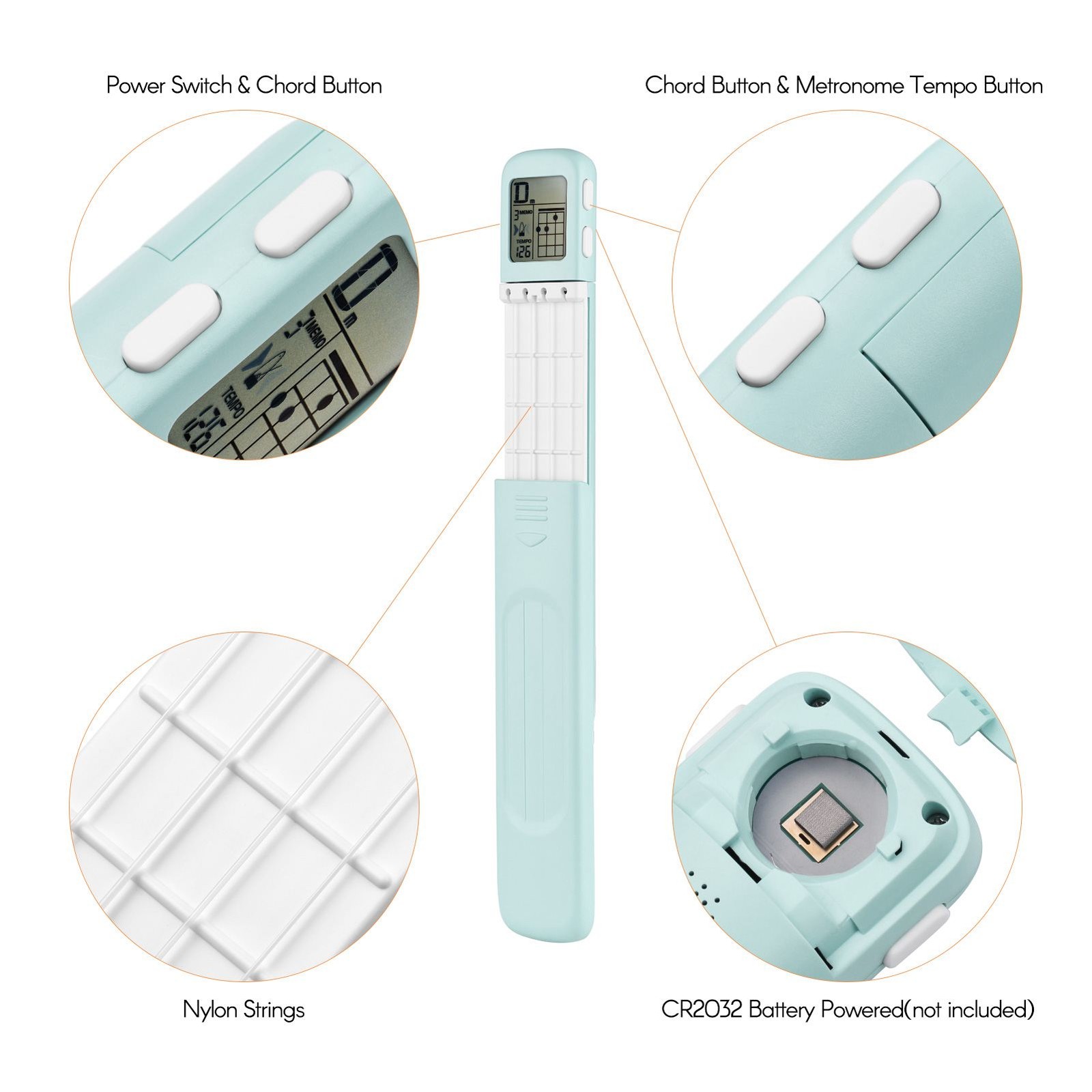 Portable Ukulele Chord Trainer Uke Fingering Practice Tool With 360° Rotatable