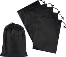 Drawstring Bag with Toggle - Nylon Cinch and Ditty Pouch - Six Pack Black, 8 X