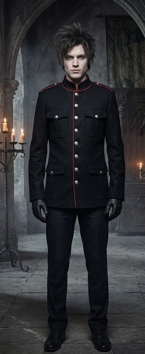 Men's Gothic Coat Circus Jacket Retro Vintage Rococo Punk Long Sleeves Military image 2