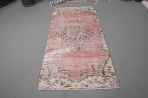 Turkish Vintage Rug 3x6,3 ft (90x193 cm), Red Ombré Wool Rug