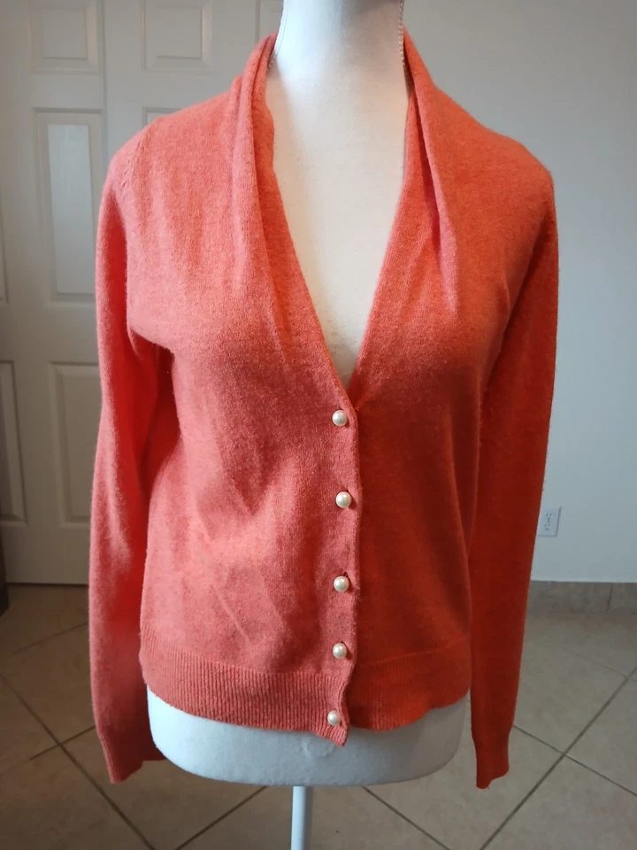 Turrón Mujer Londres Naranja Acanalado Recortado Encogido Suéter Mezcla Lana de Cordero Talla 2 Foto 2 de 4