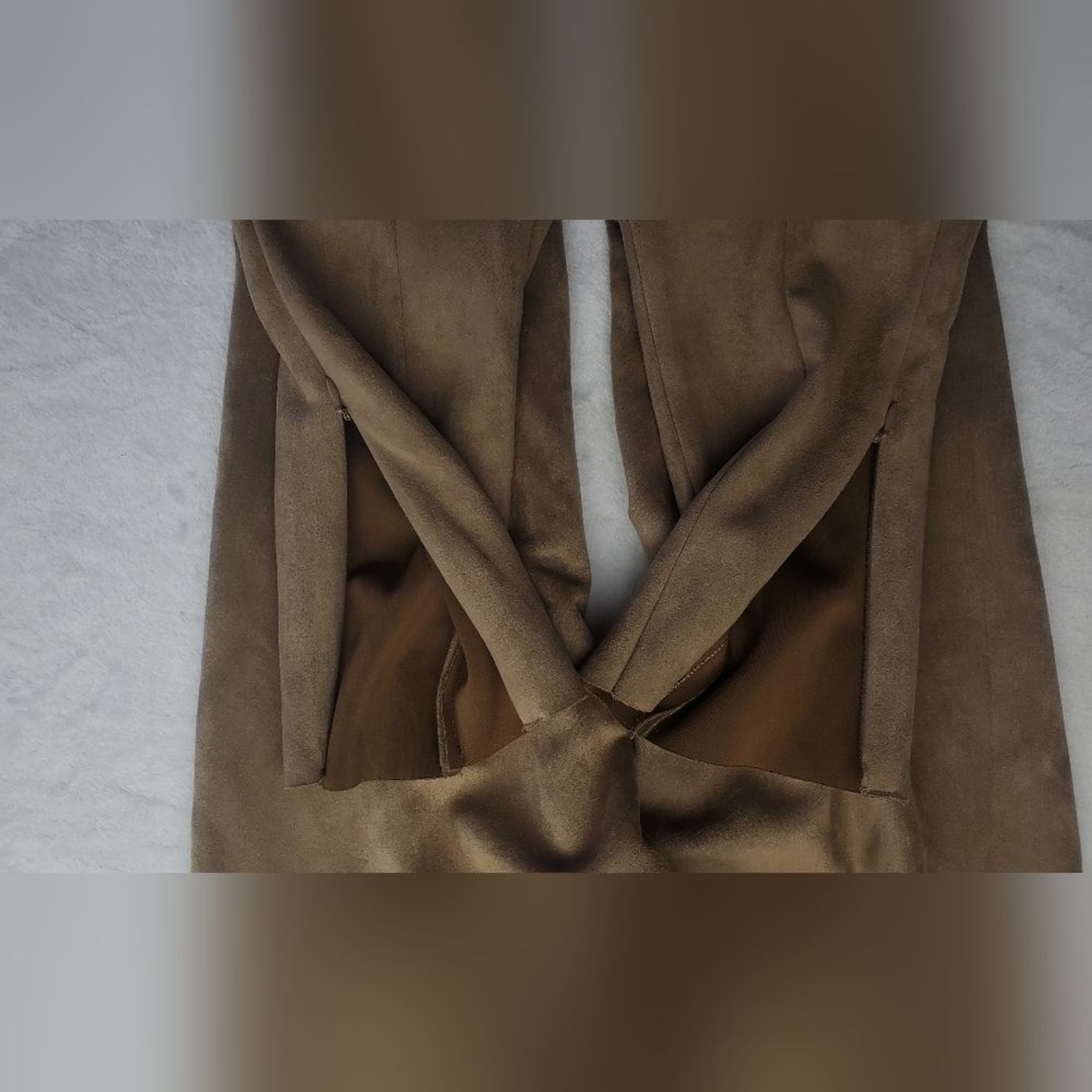 Zara Faux Suede High Rise cropped Pants tan Size L thumbnail 12