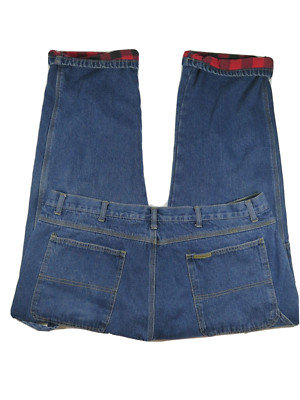 Schmidt Workwear Carpenter Mens Cotton Flannel-Lined Denim Blue Jeans Size 42x30