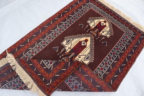 3x5 Geometric Vintage Rug/ Afghan Hand Knotted Balochi Entry Way Rug/ Kids Rug - Picture 4 of 12
