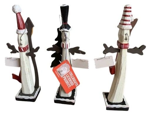 Alabama Crimson Roll Tide Wooden Snowman Ornament holding a Sign Lot Collegiate - Picture 3 of 3